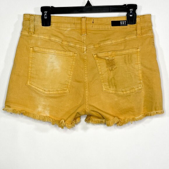 Kut From The Kloth Distressed Jane High Rise Frayed/Raw Hem Shorts Size 6 - Picture 9 of 16